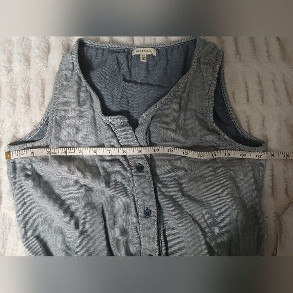 Nordstrom Rack Blue And White Sleeveless Button-Up Max Studio Romper 100% Cotton - Picture 6 of 9